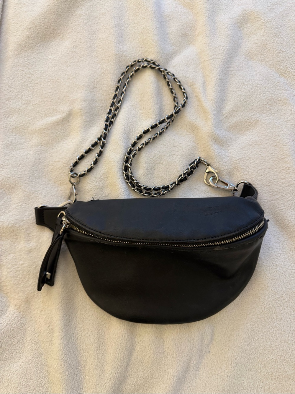 Aqua Black Chain-Accent Crossbody Belt Bag